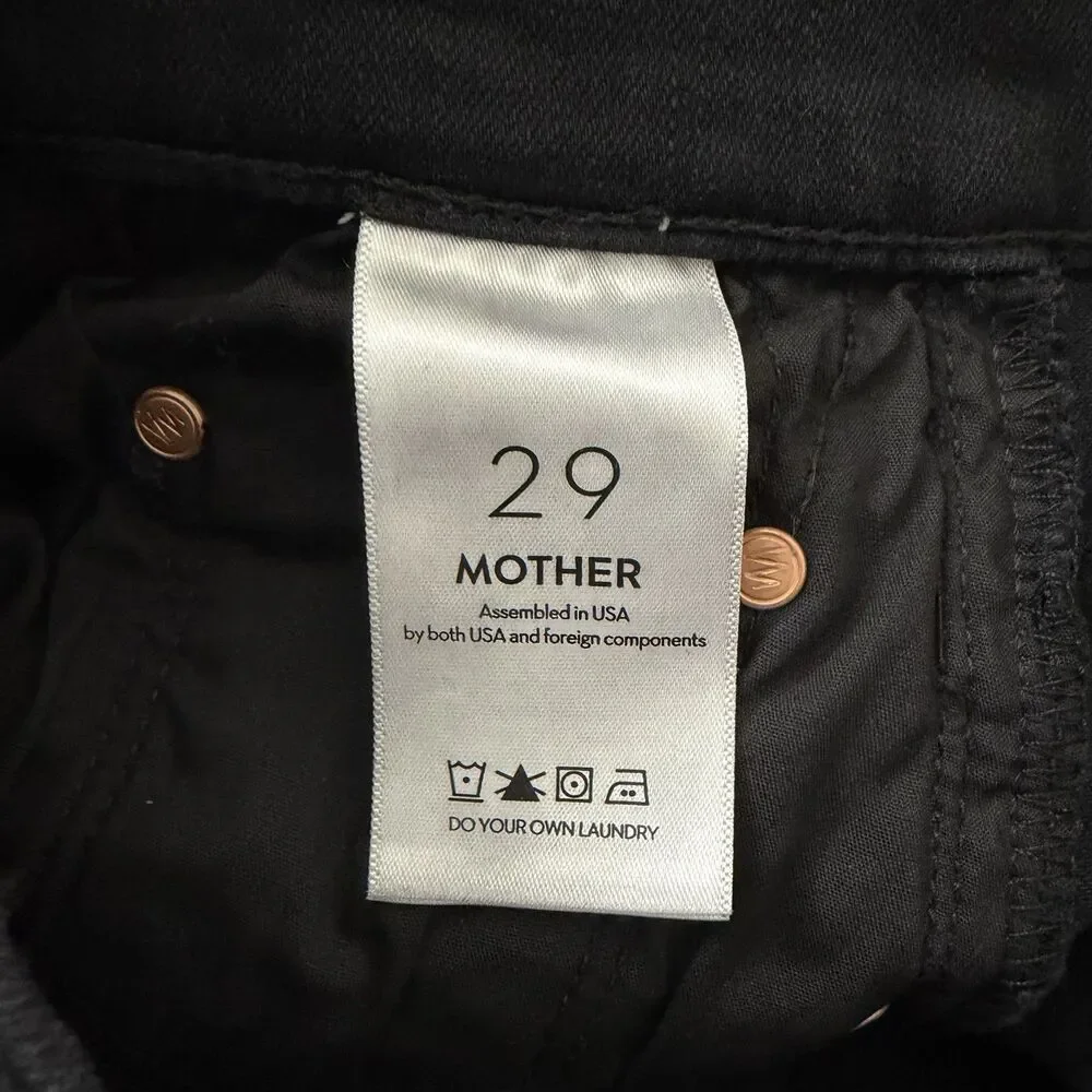Mother Jeans Womens 29 Black High Waisted Rider Ankle Not Guilty Straight Denim